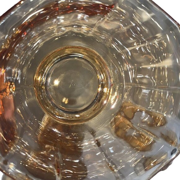 Vintage Cambridge Decagon 8 Amber Glass Cups & Saucers Signed Home Decor Tea - Picture 15 of 15